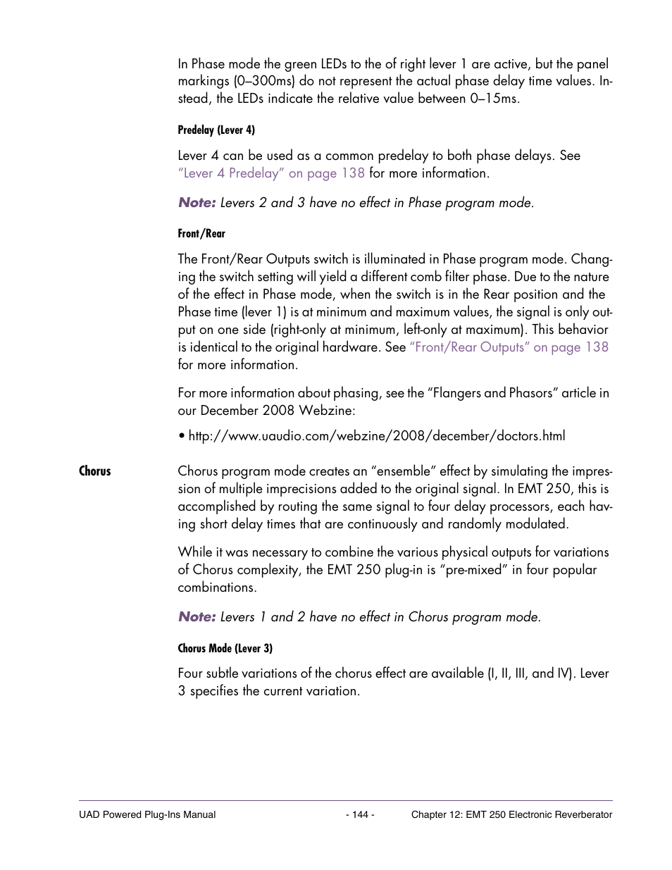 Chorus | Universal Audio UAD Plug-Ins ver.7.5 User Manual | Page 144 / 512