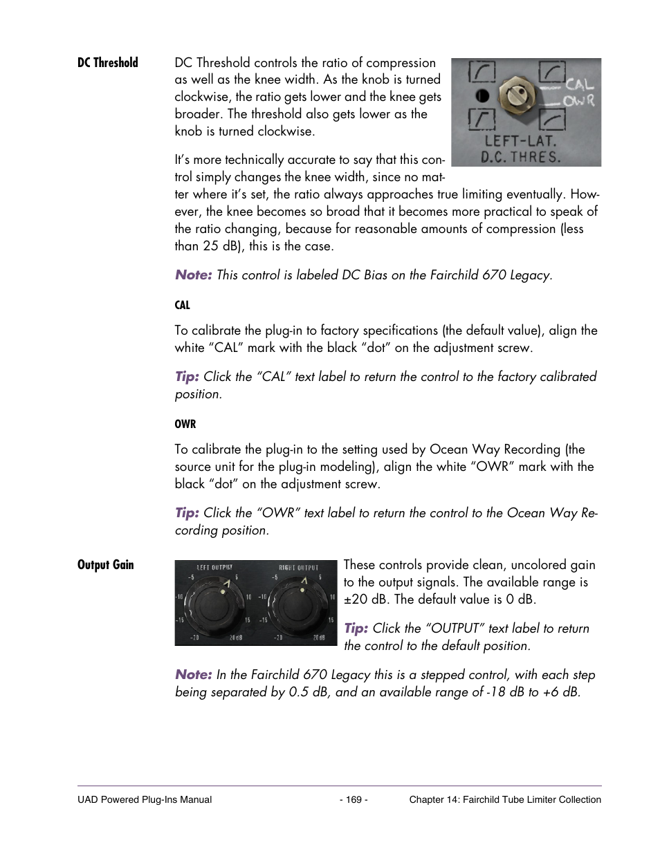 Dc threshold, Output gain | Universal Audio UAD Plug-Ins ver.7.5 User Manual | Page 169 / 512