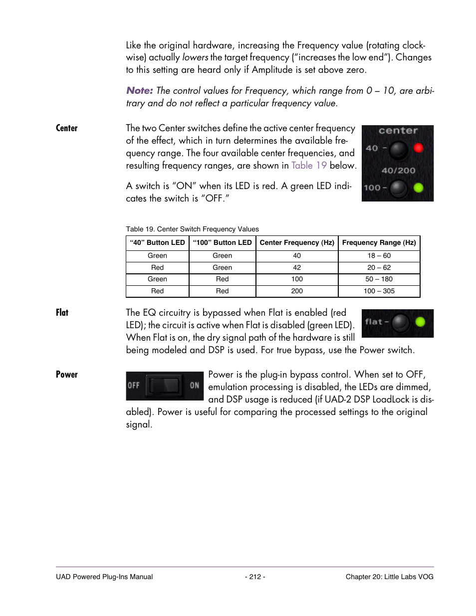 Center, Flat, Power | Universal Audio UAD Plug-Ins ver.7.5 User Manual | Page 212 / 512