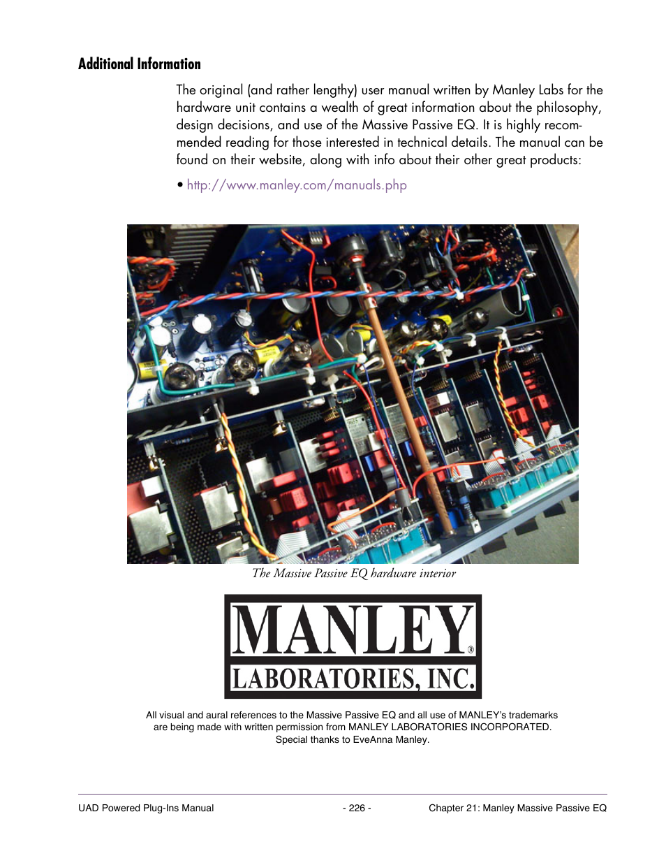 Additional information | Universal Audio UAD Plug-Ins ver.7.5 User Manual | Page 226 / 512