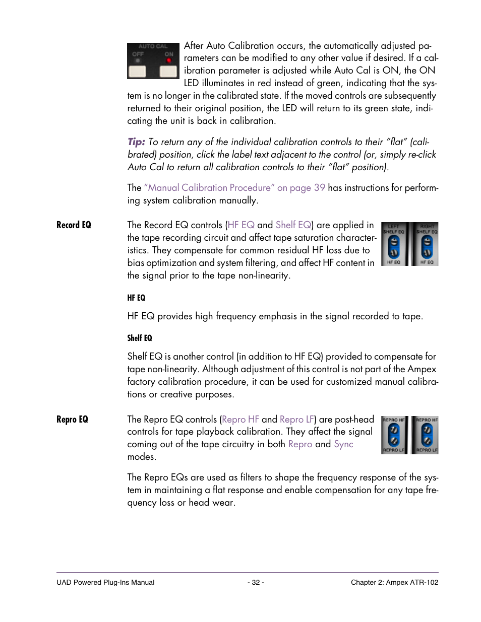 Record eq, Repro eq | Universal Audio UAD Plug-Ins ver.7.5 User Manual | Page 32 / 512
