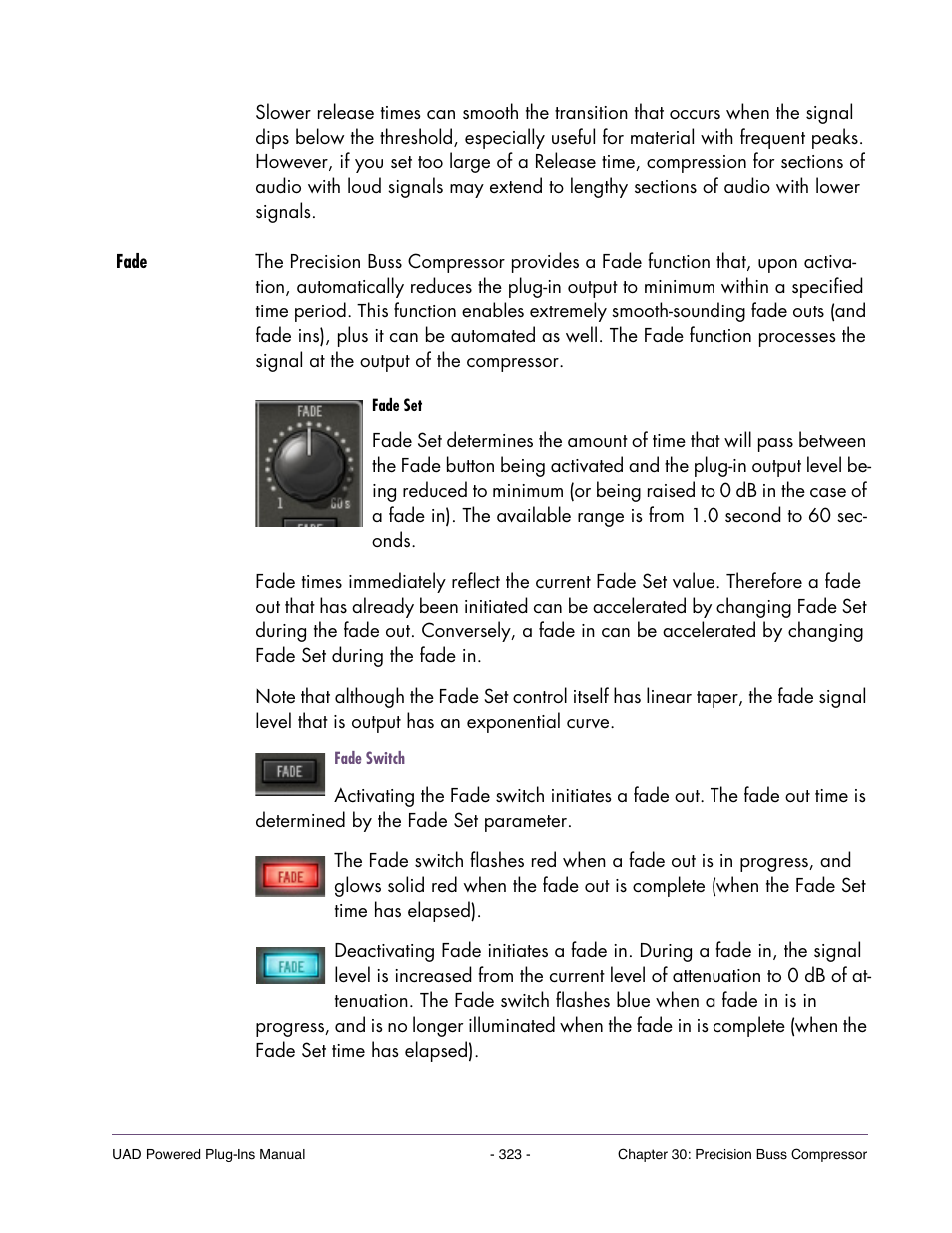 Fade | Universal Audio UAD Plug-Ins ver.7.5 User Manual | Page 323 / 512