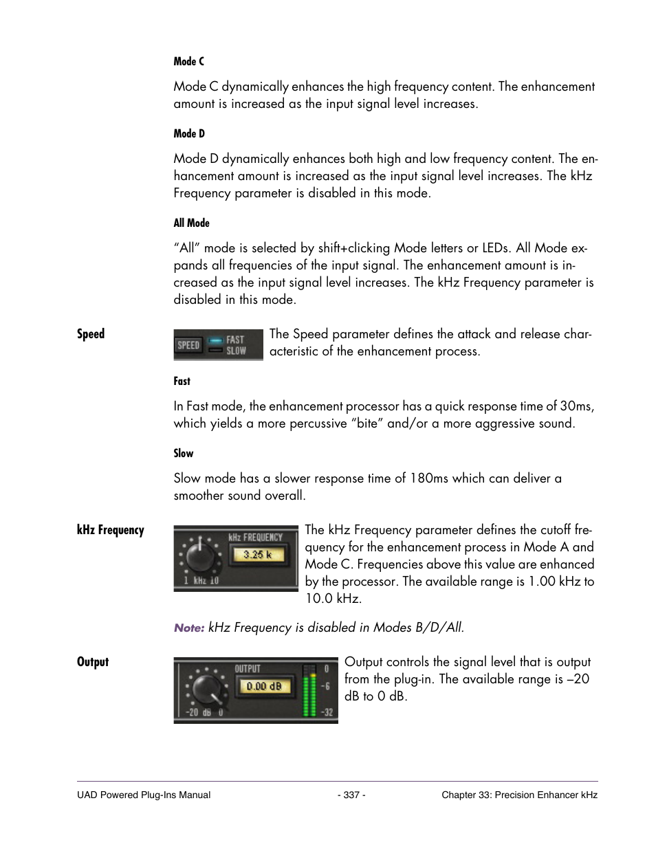Speed, Khz frequency, Output | Universal Audio UAD Plug-Ins ver.7.5 User Manual | Page 337 / 512