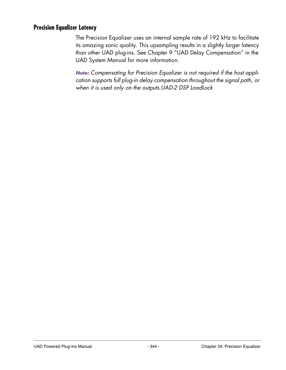 Precision equalizer latency | Universal Audio UAD Plug-Ins ver.7.5 User Manual | Page 344 / 512