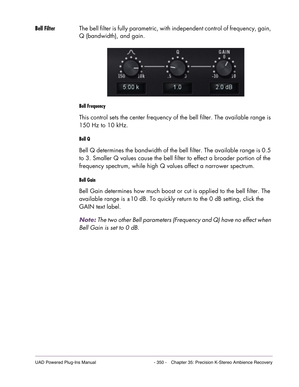 Bell filter | Universal Audio UAD Plug-Ins ver.7.5 User Manual | Page 350 / 512
