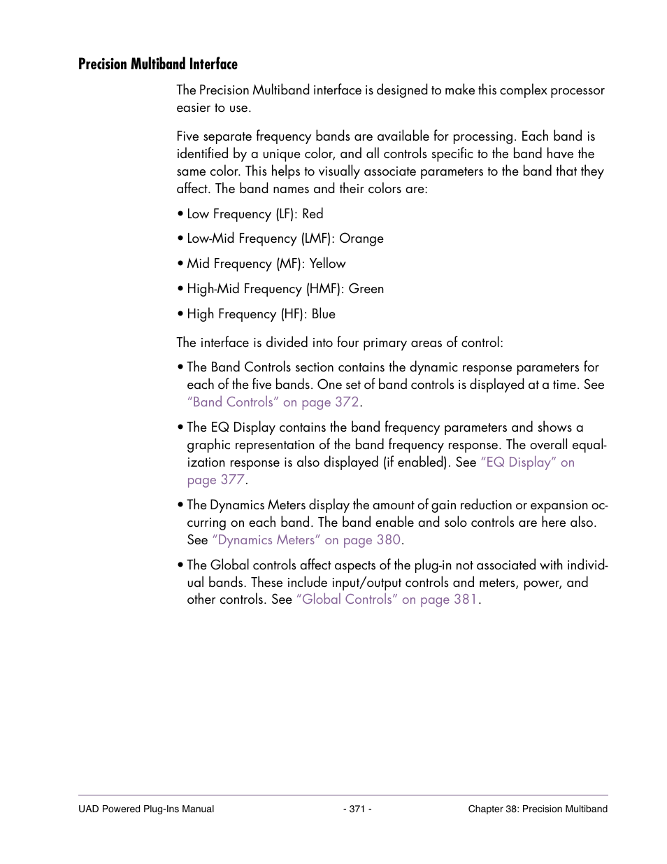 Precision multiband interface | Universal Audio UAD Plug-Ins ver.7.5 User Manual | Page 371 / 512