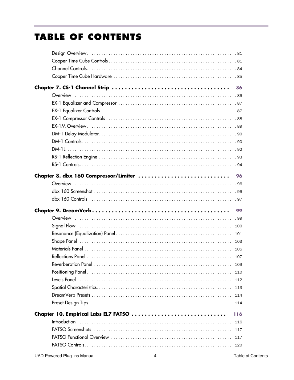 Universal Audio UAD Plug-Ins ver.7.5 User Manual | Page 4 / 512