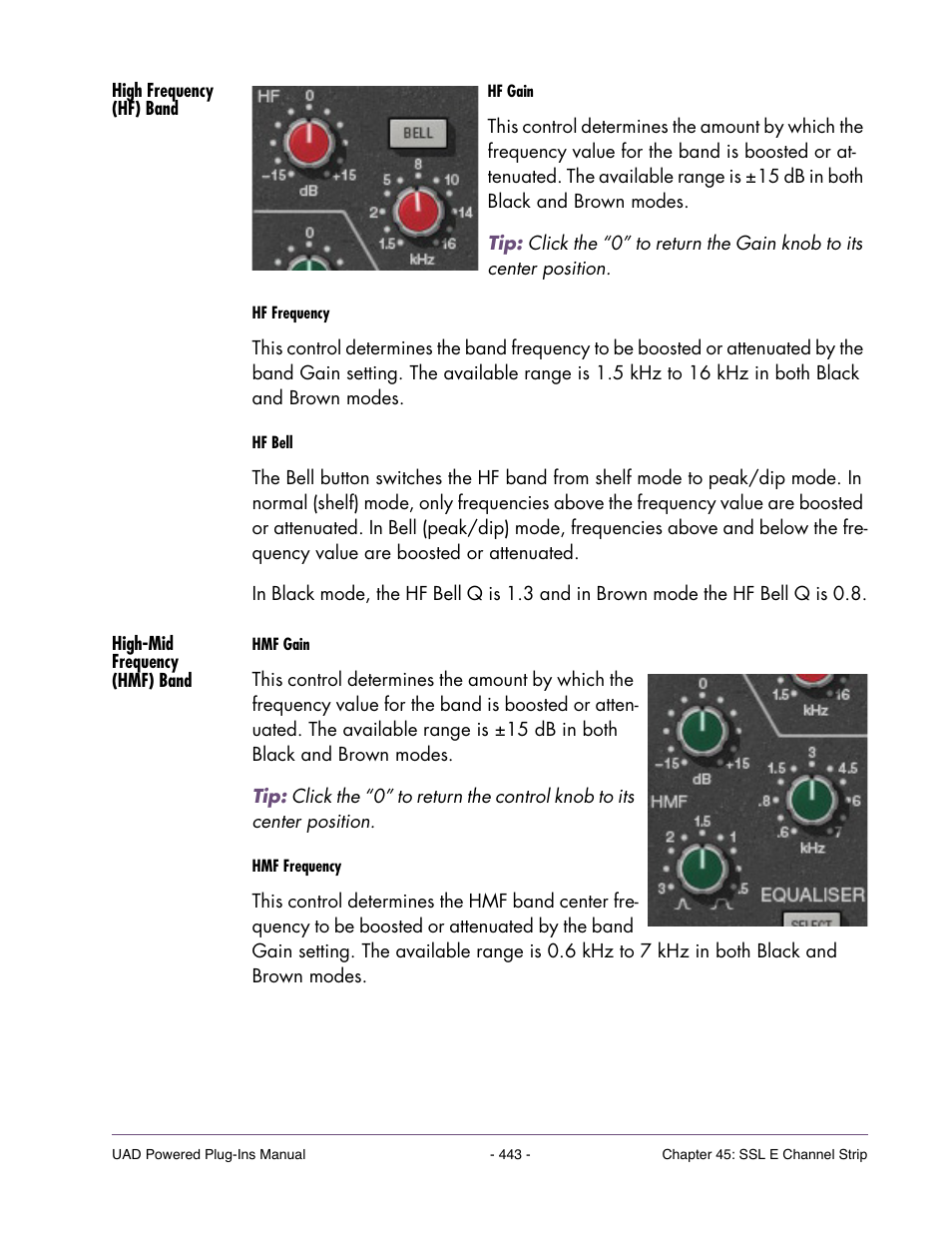 High frequency (hf) band, High-mid frequency (hmf) band | Universal Audio UAD Plug-Ins ver.7.5 User Manual | Page 443 / 512