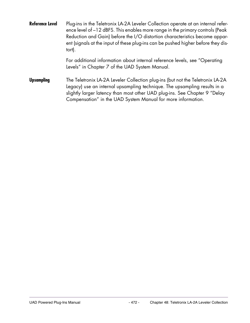 Reference level, Upsampling | Universal Audio UAD Plug-Ins ver.7.5 User Manual | Page 472 / 512