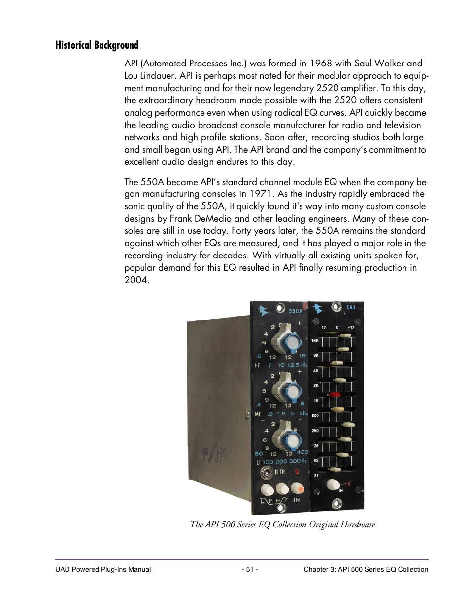 Historical background | Universal Audio UAD Plug-Ins ver.7.5 User Manual | Page 51 / 512