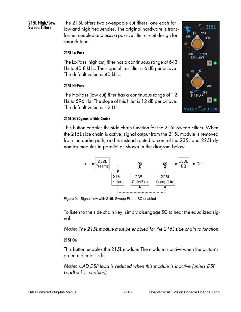 215l high/low sweep filters | Universal Audio UAD Plug-Ins ver.7.5 User Manual | Page 58 / 512