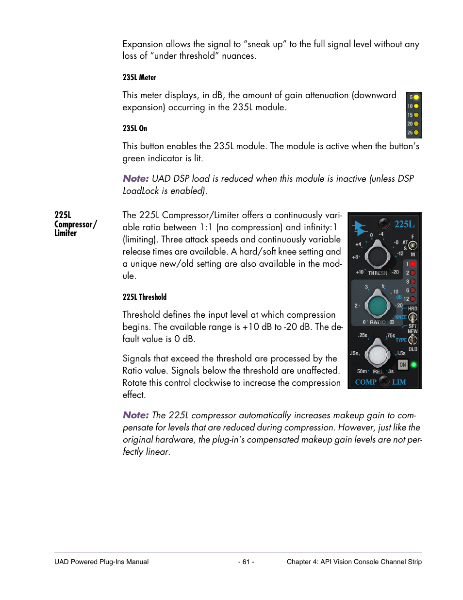 225l compressor/ limiter | Universal Audio UAD Plug-Ins ver.7.5 User Manual | Page 61 / 512