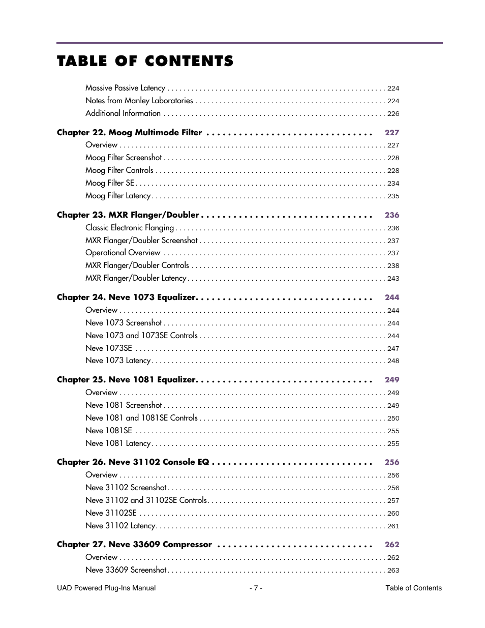 Universal Audio UAD Plug-Ins ver.7.5 User Manual | Page 7 / 512