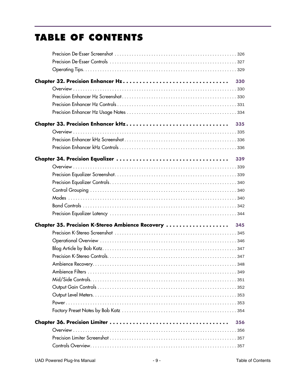 Universal Audio UAD Plug-Ins ver.7.5 User Manual | Page 9 / 512