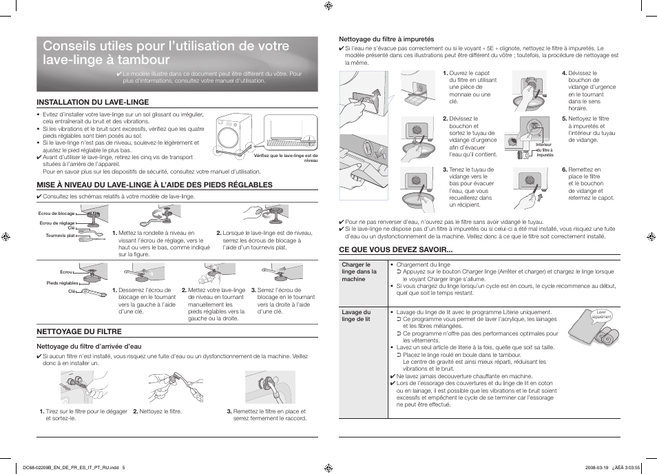 French | Samsung WF8592FFC Diamond User Manual | Page 5 / 14