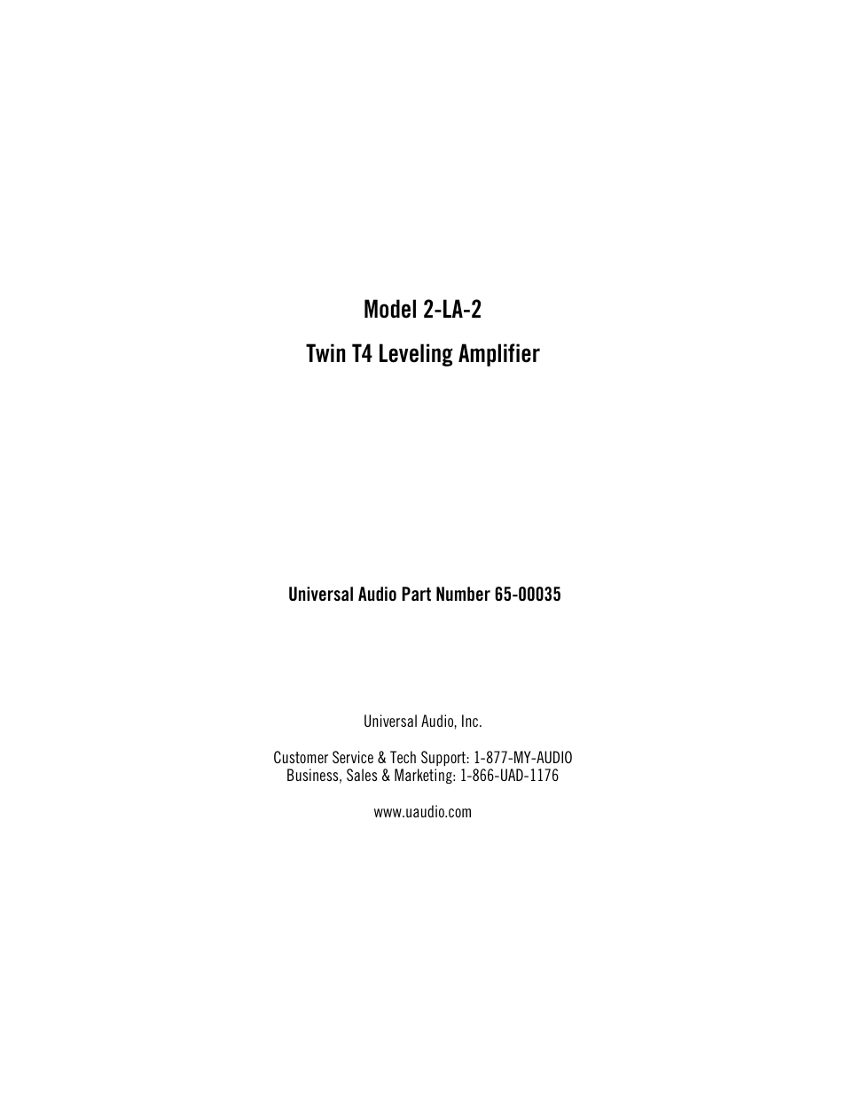Universal Audio 2-LA-2 Twin T4 User Manual | 35 pages