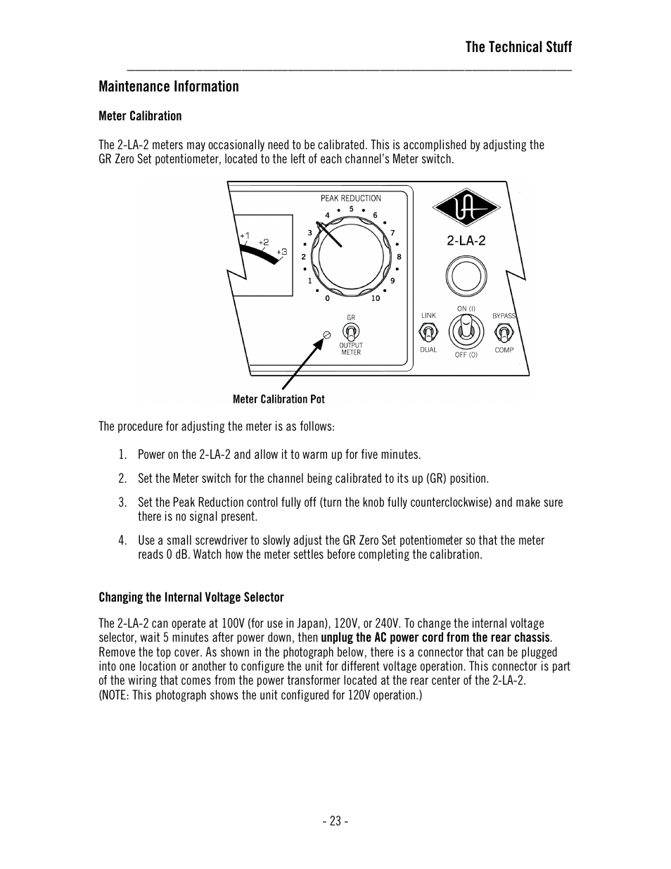 The technical stuff, Maintenance information | Universal Audio 2-LA-2 Twin T4 User Manual | Page 27 / 35