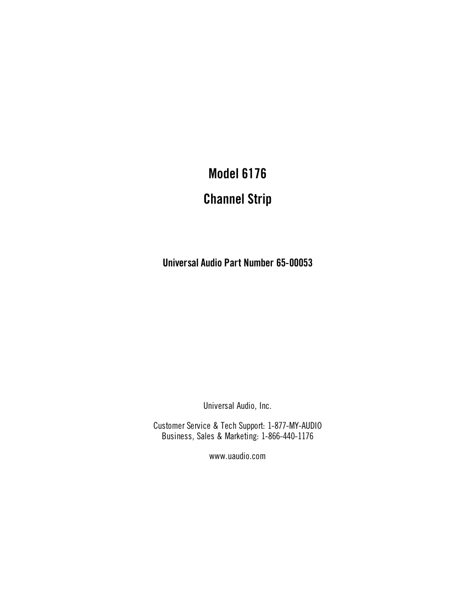 Universal Audio 6176 Channel Strip User Manual | 46 pages