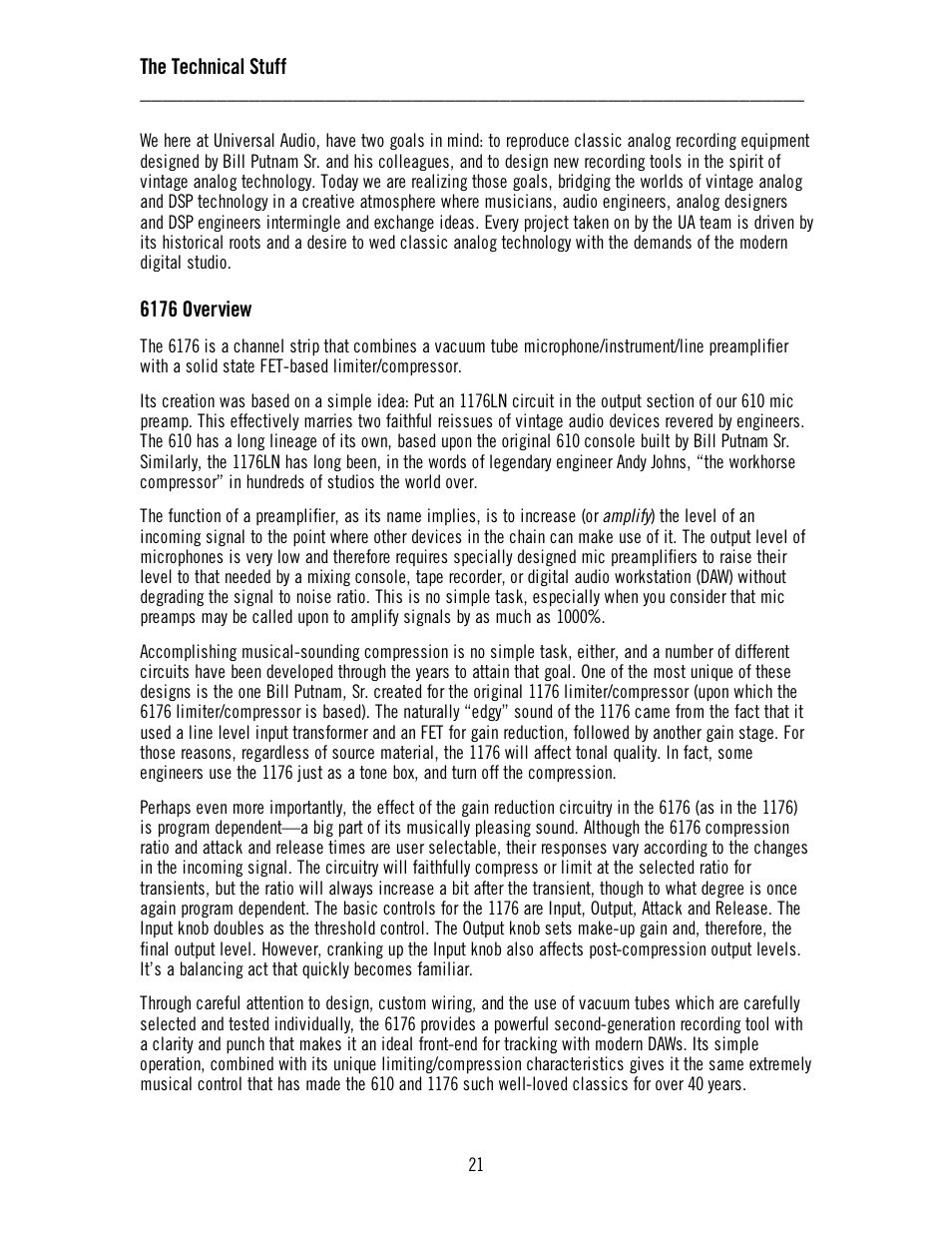 The technical stuff, 6176 overview | Universal Audio 6176 Channel Strip User Manual | Page 26 / 46