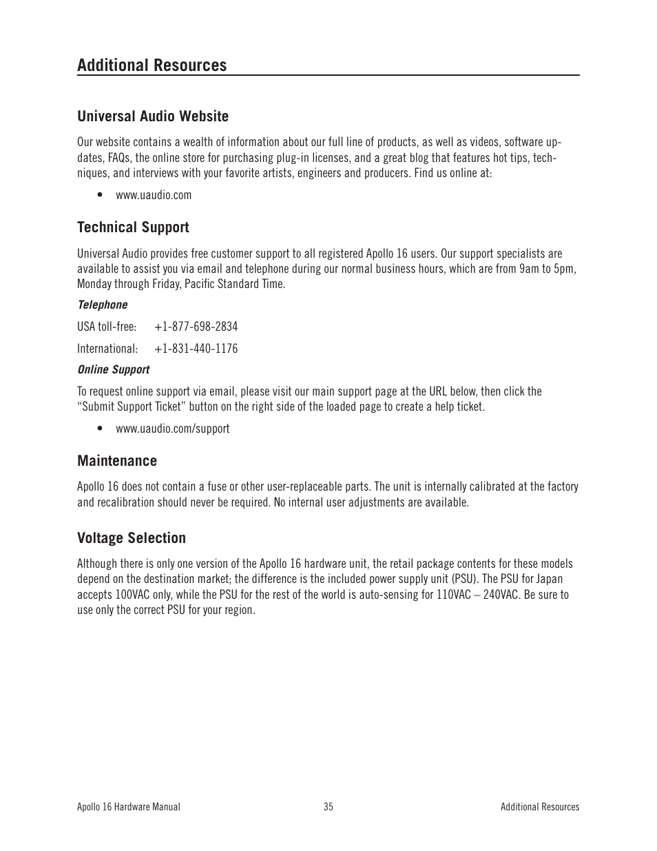 Additional resources | Universal Audio Apollo 16 User Manual | Page 35 / 42