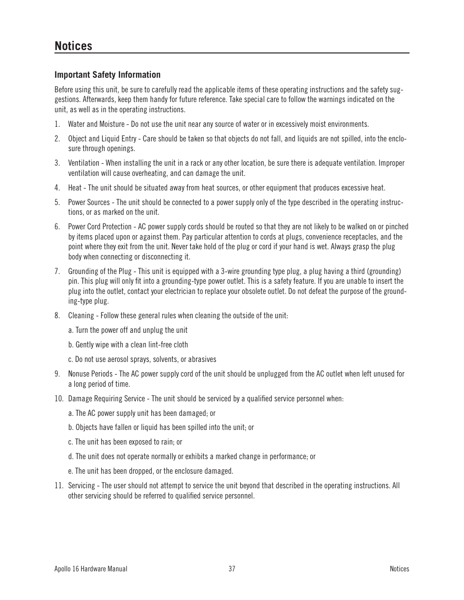 Notices | Universal Audio Apollo 16 User Manual | Page 37 / 42