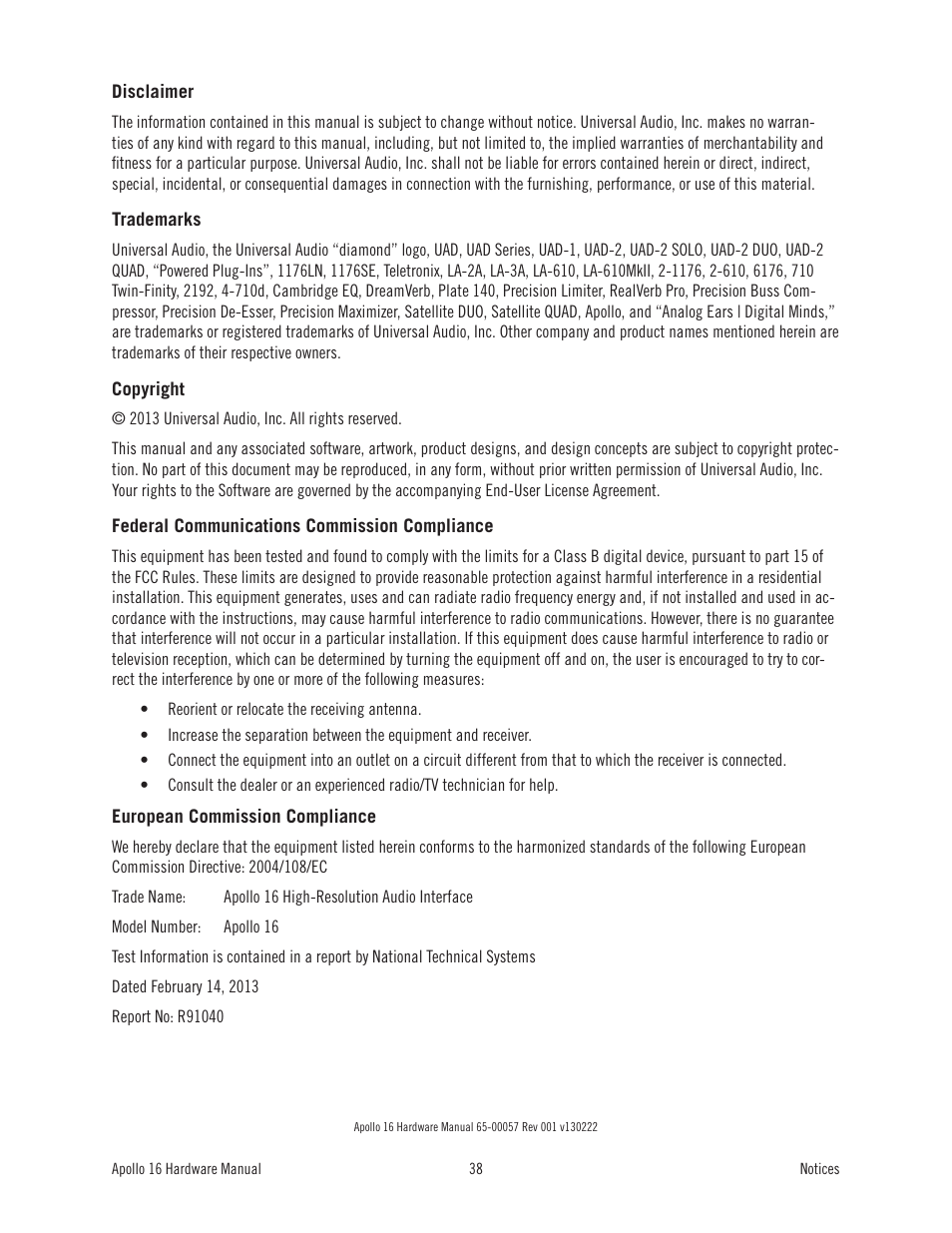 Universal Audio Apollo 16 User Manual | Page 38 / 42