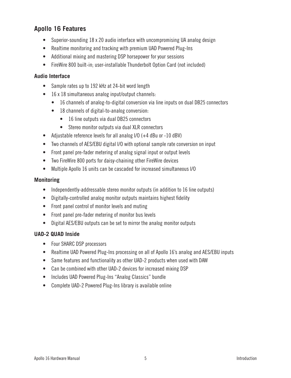 Universal Audio Apollo 16 User Manual | Page 5 / 42