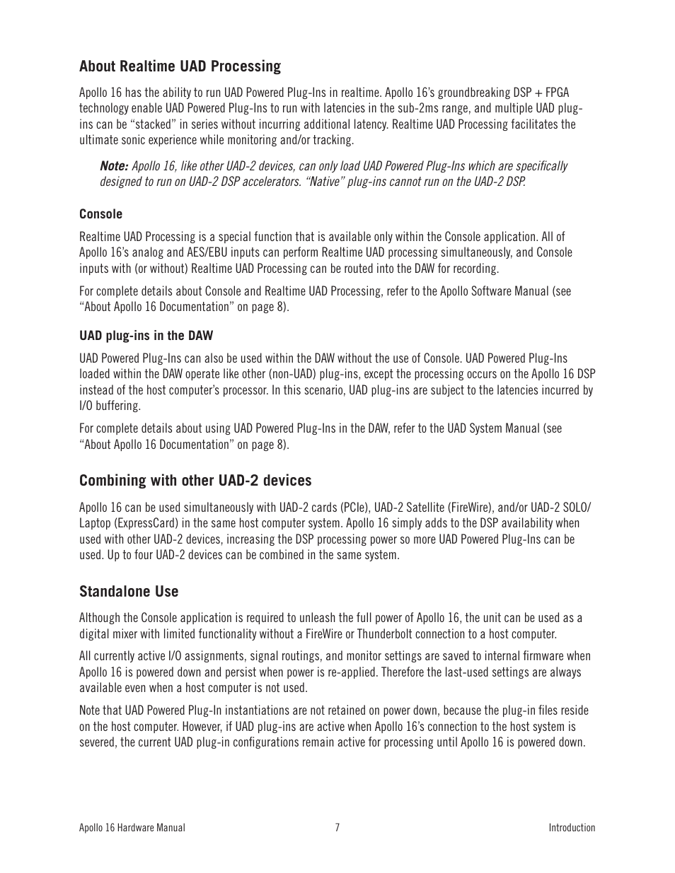 Universal Audio Apollo 16 User Manual | Page 7 / 42