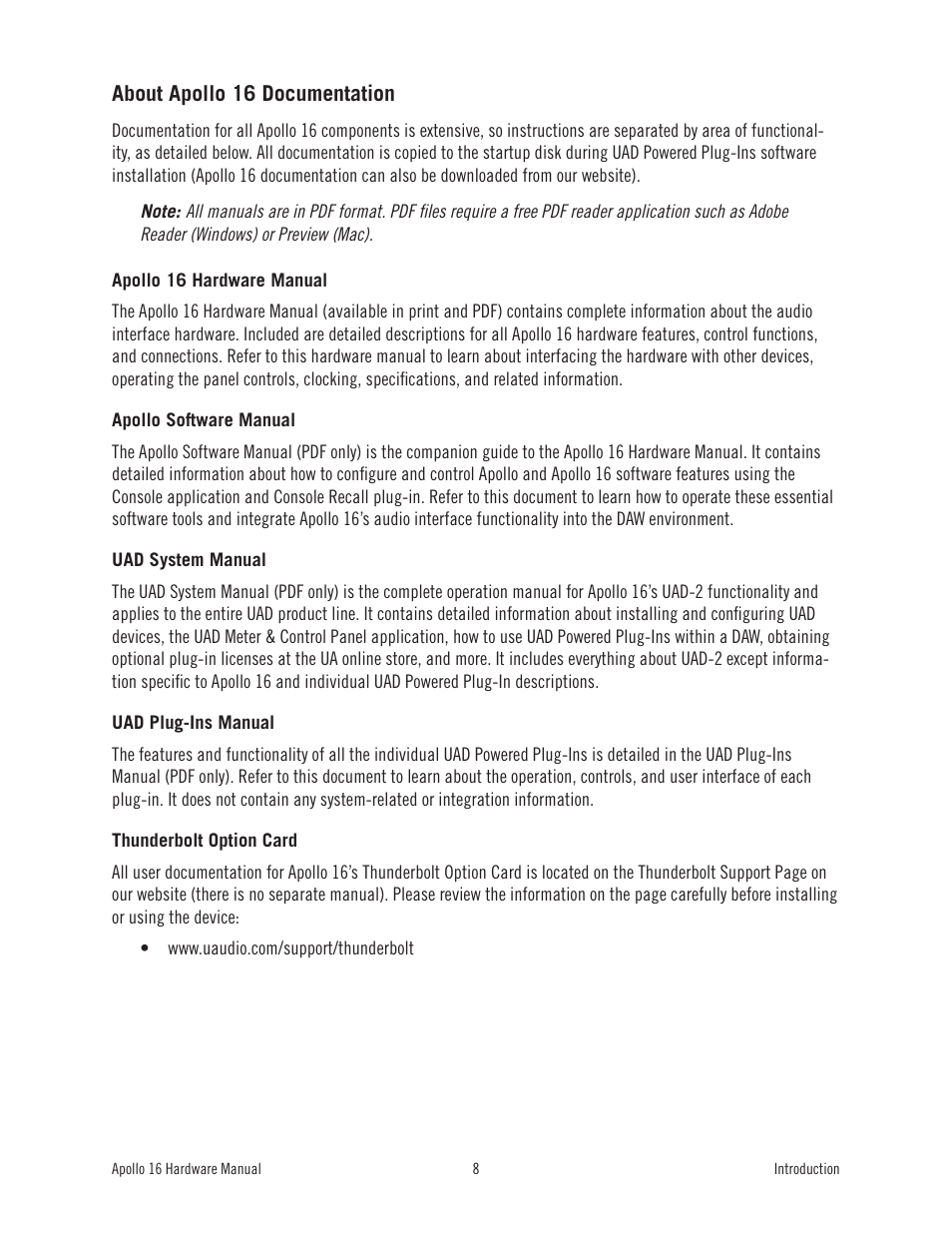 About apollo 16 documentation | Universal Audio Apollo 16 User Manual | Page 8 / 42