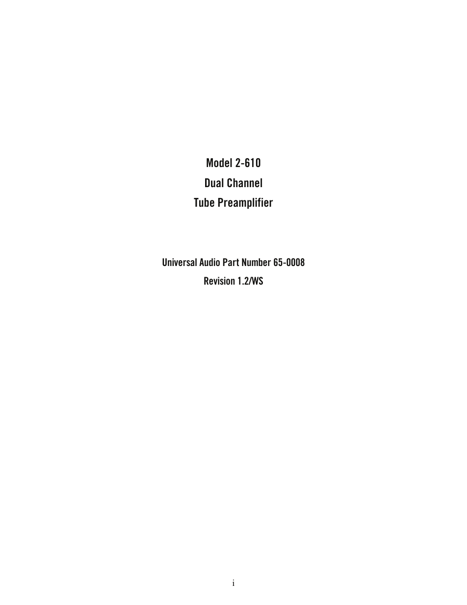 Universal Audio 2-610 Dual Channel User Manual | 15 pages
