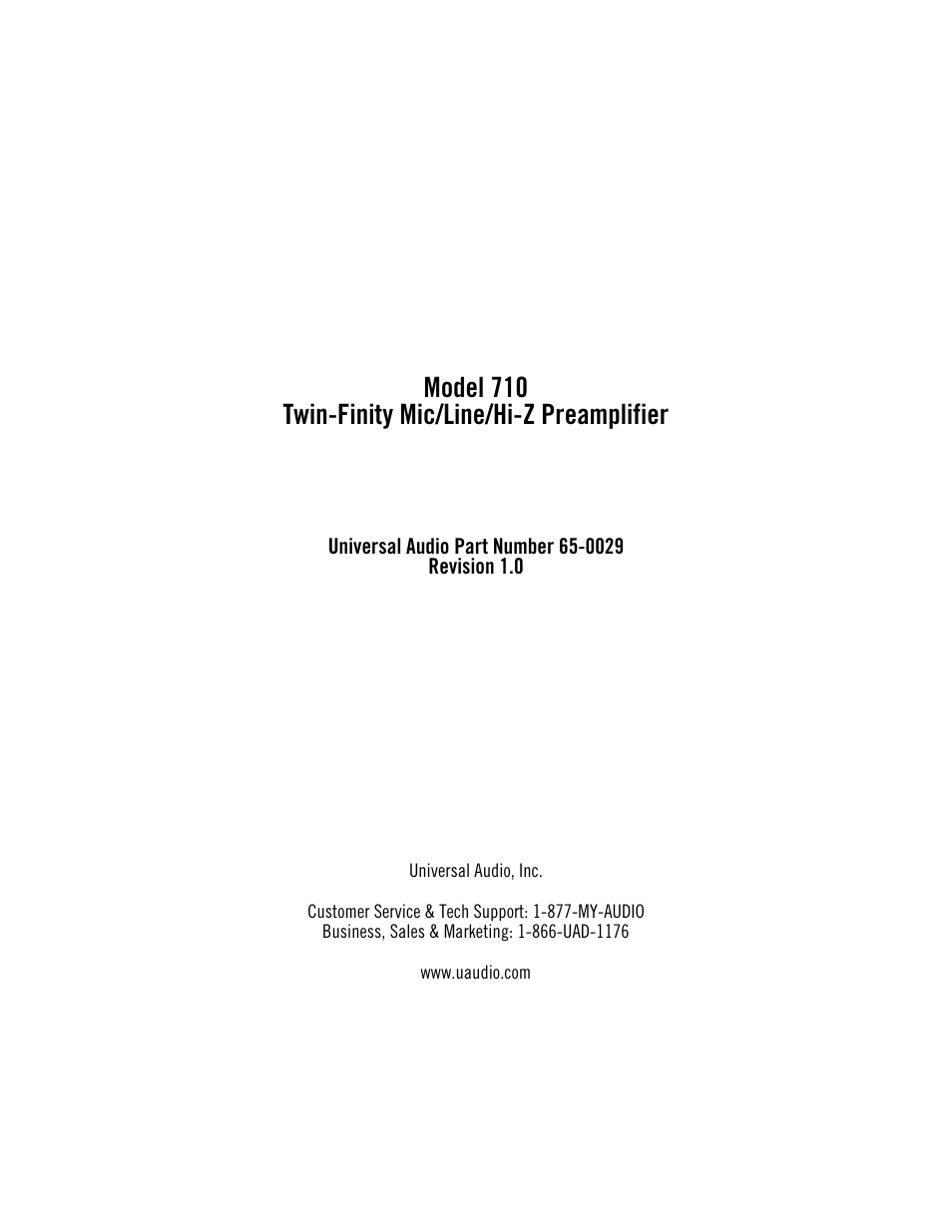 Universal Audio 710 Twin-Finity User Manual | 27 pages
