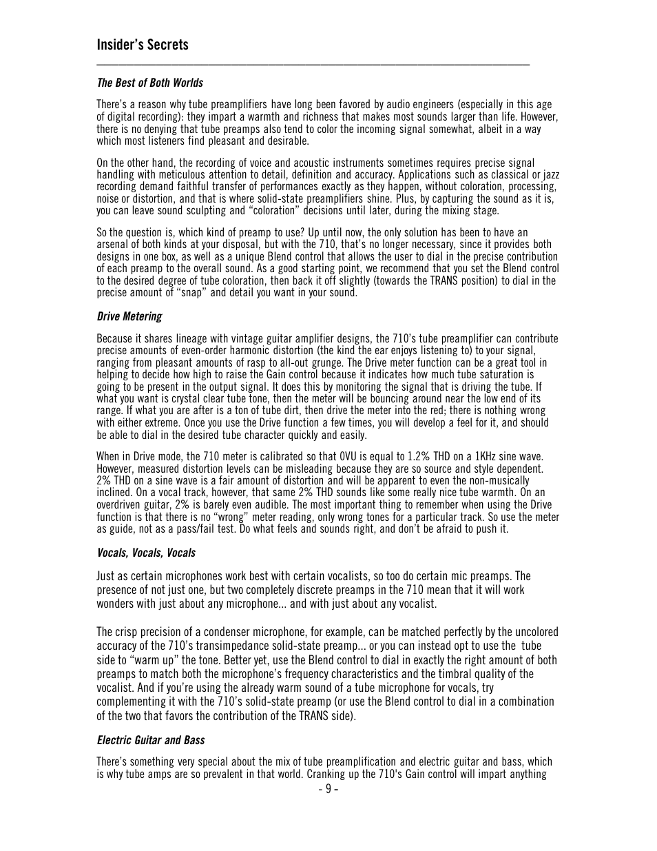 Insider’s secrets | Universal Audio 710 Twin-Finity User Manual | Page 13 / 27