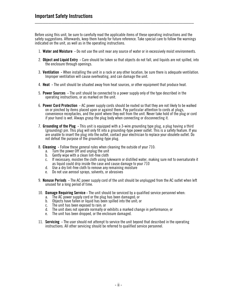 Important safety instructions | Universal Audio 710 Twin-Finity User Manual | Page 4 / 27
