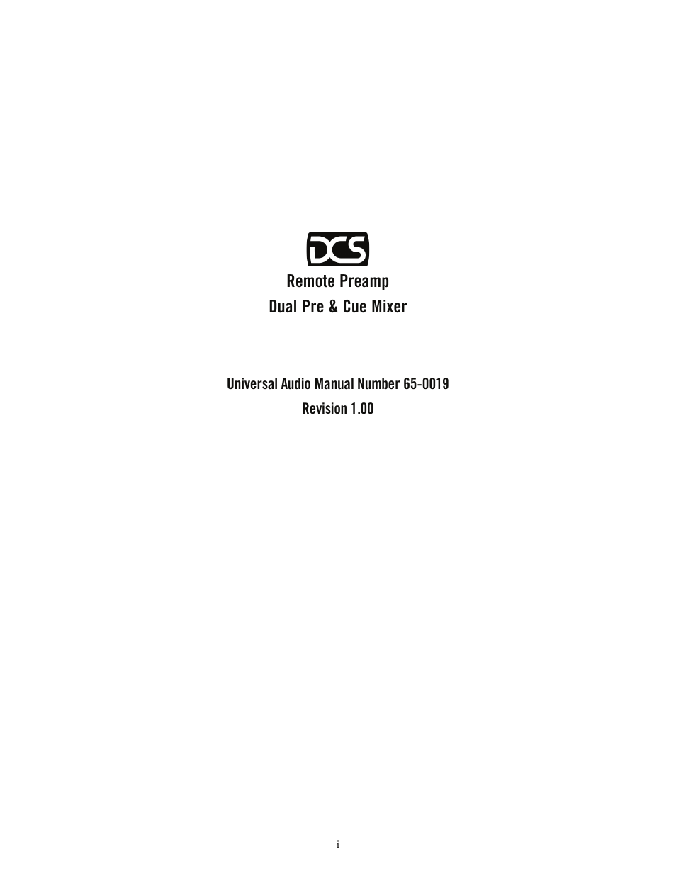 Universal Audio DCS-RP Manual User Manual | 19 pages