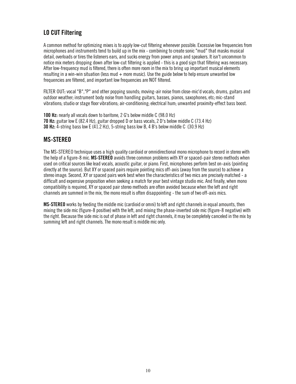 Lo cut filtering, Ms-stereo | Universal Audio DCS-RP Manual User Manual | Page 15 / 19
