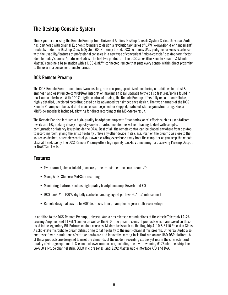 The desktop console system | Universal Audio DCS-RP Manual User Manual | Page 2 / 19