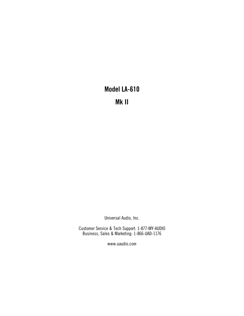 Universal Audio LA-610 Mk II User Manual | 37 pages