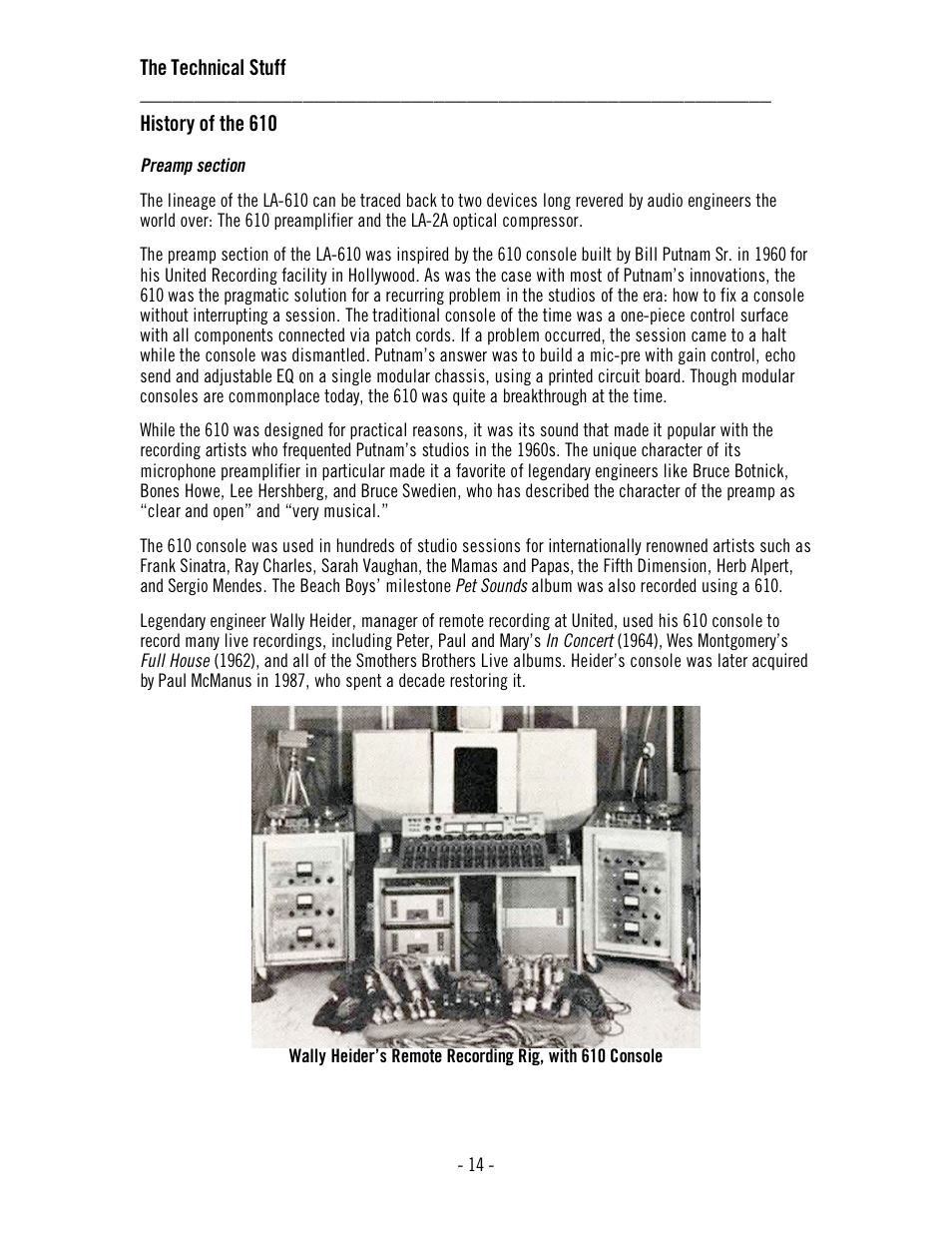 The technical stuff, History of the 610 | Universal Audio LA-610 Mk II User Manual | Page 18 / 37