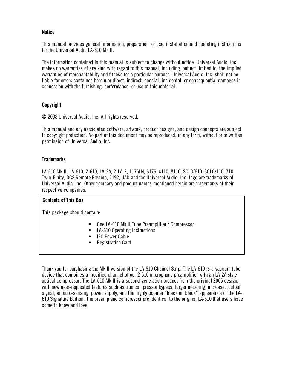 Universal Audio LA-610 Mk II User Manual | Page 2 / 37