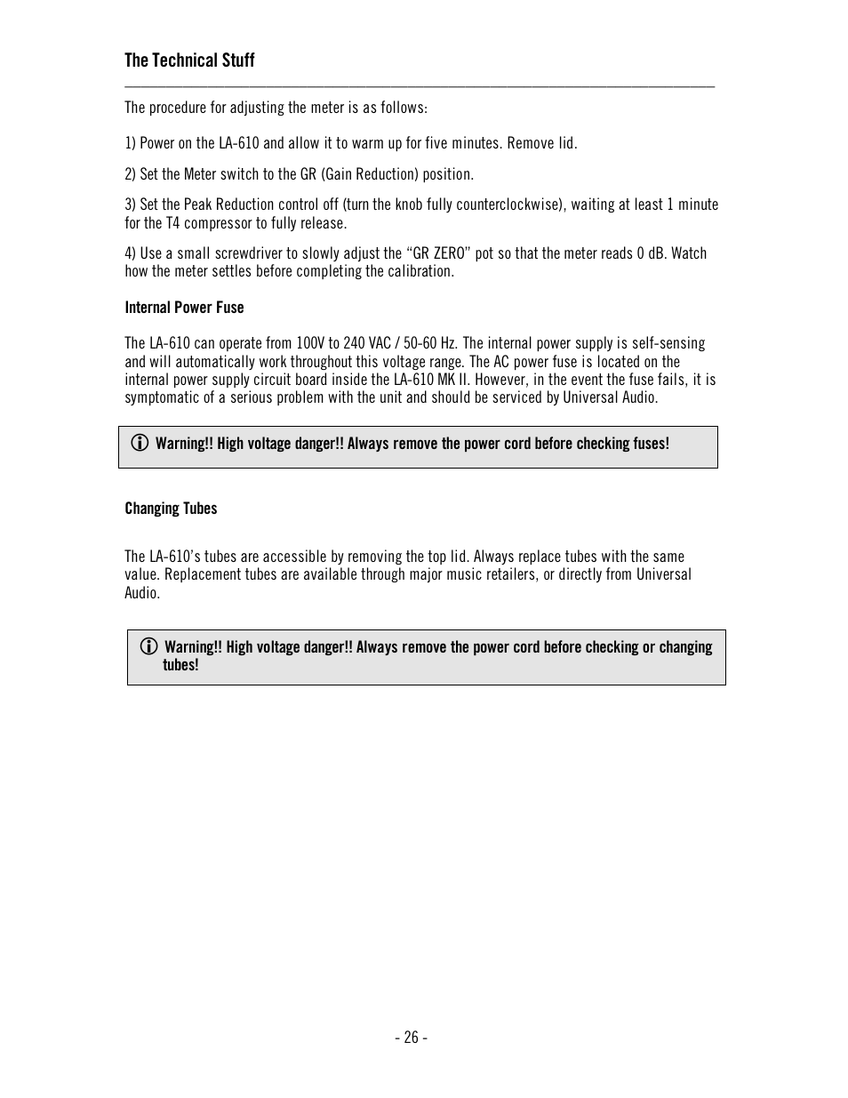 The technical stuff | Universal Audio LA-610 Mk II User Manual | Page 30 / 37