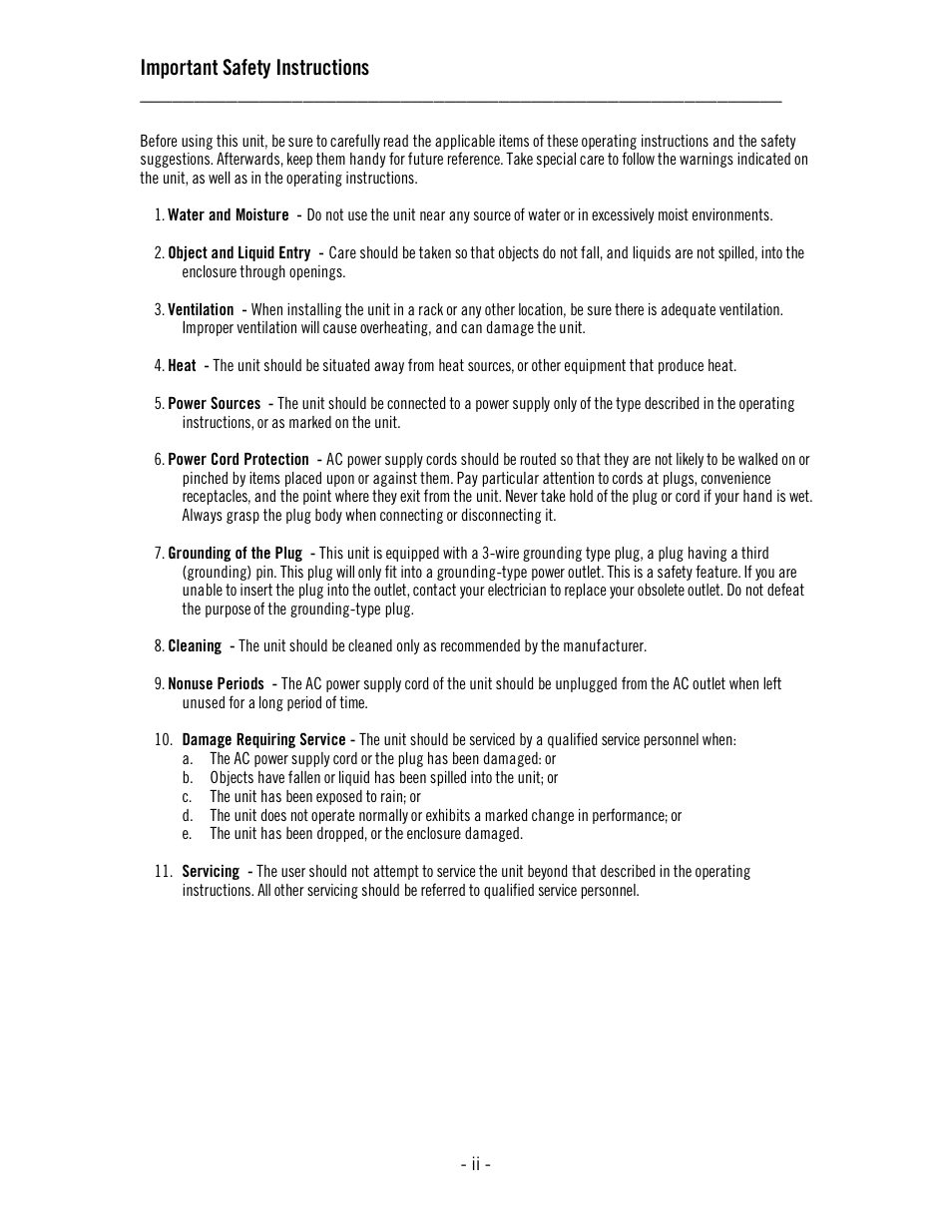 Important safety instructions | Universal Audio LA-610 Mk II User Manual | Page 4 / 37