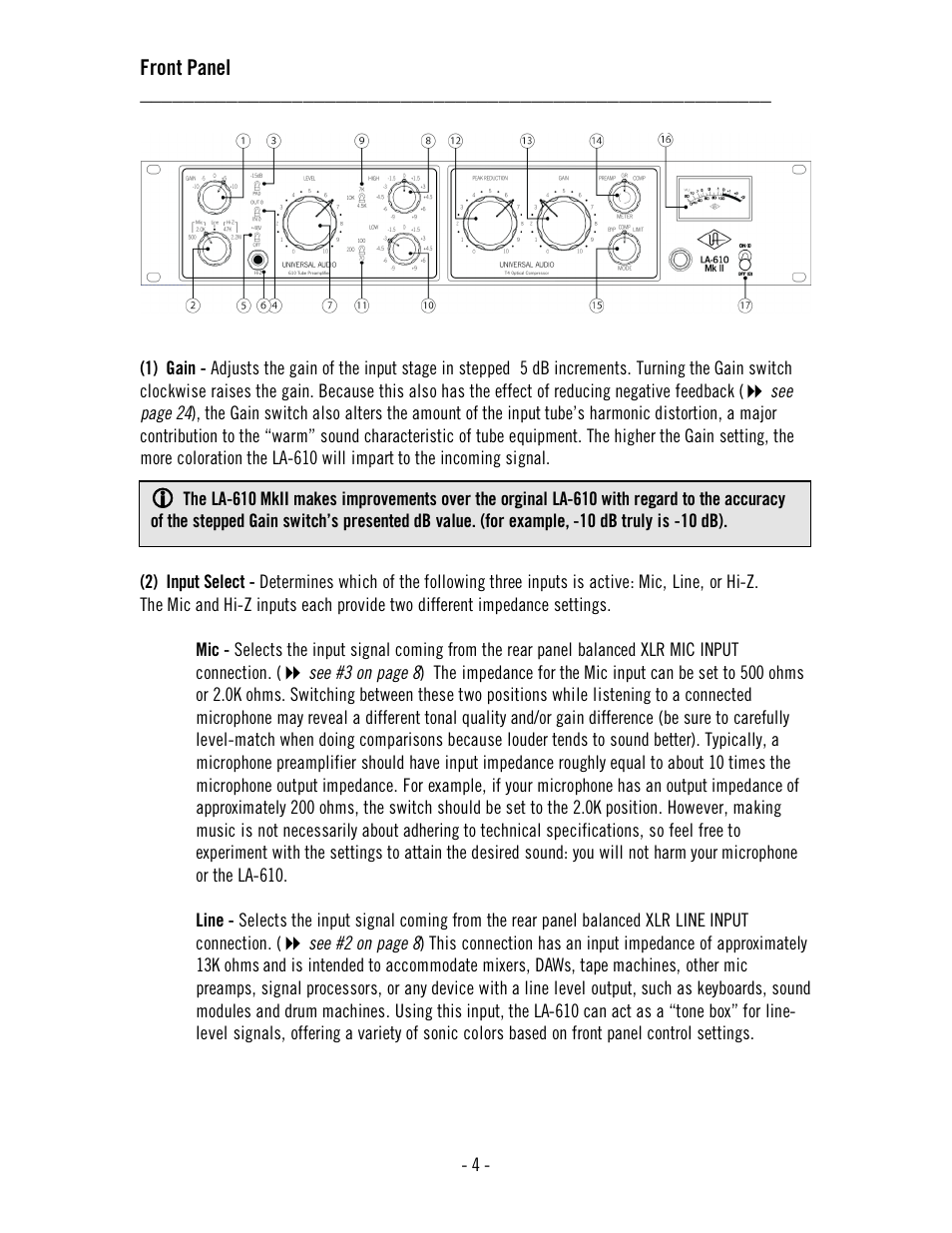 Universal Audio LA-610 Mk II User Manual | Page 8 / 37