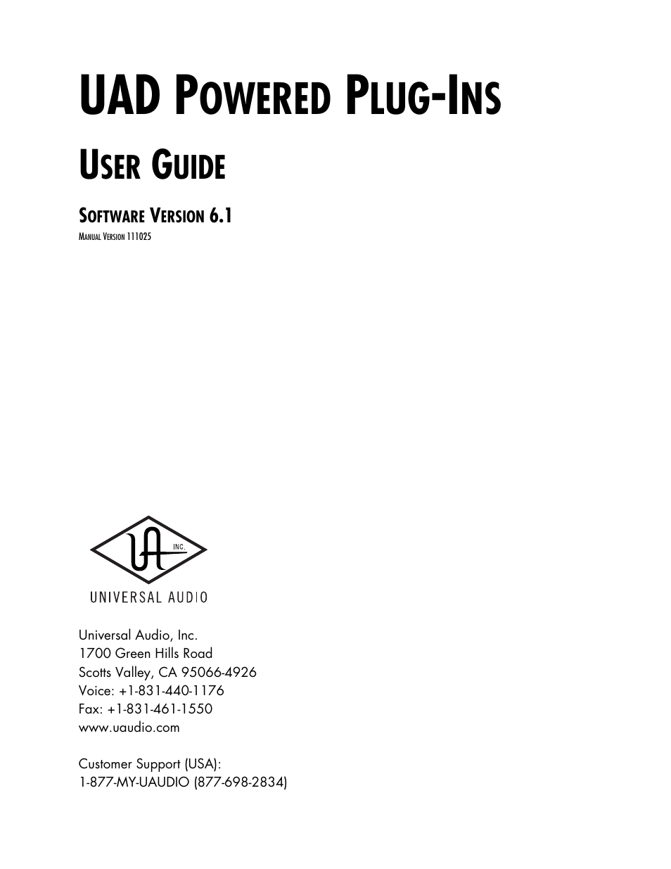 Universal Audio UAD POWERED PLUG-INS ver.6.1 User Manual | 585 pages