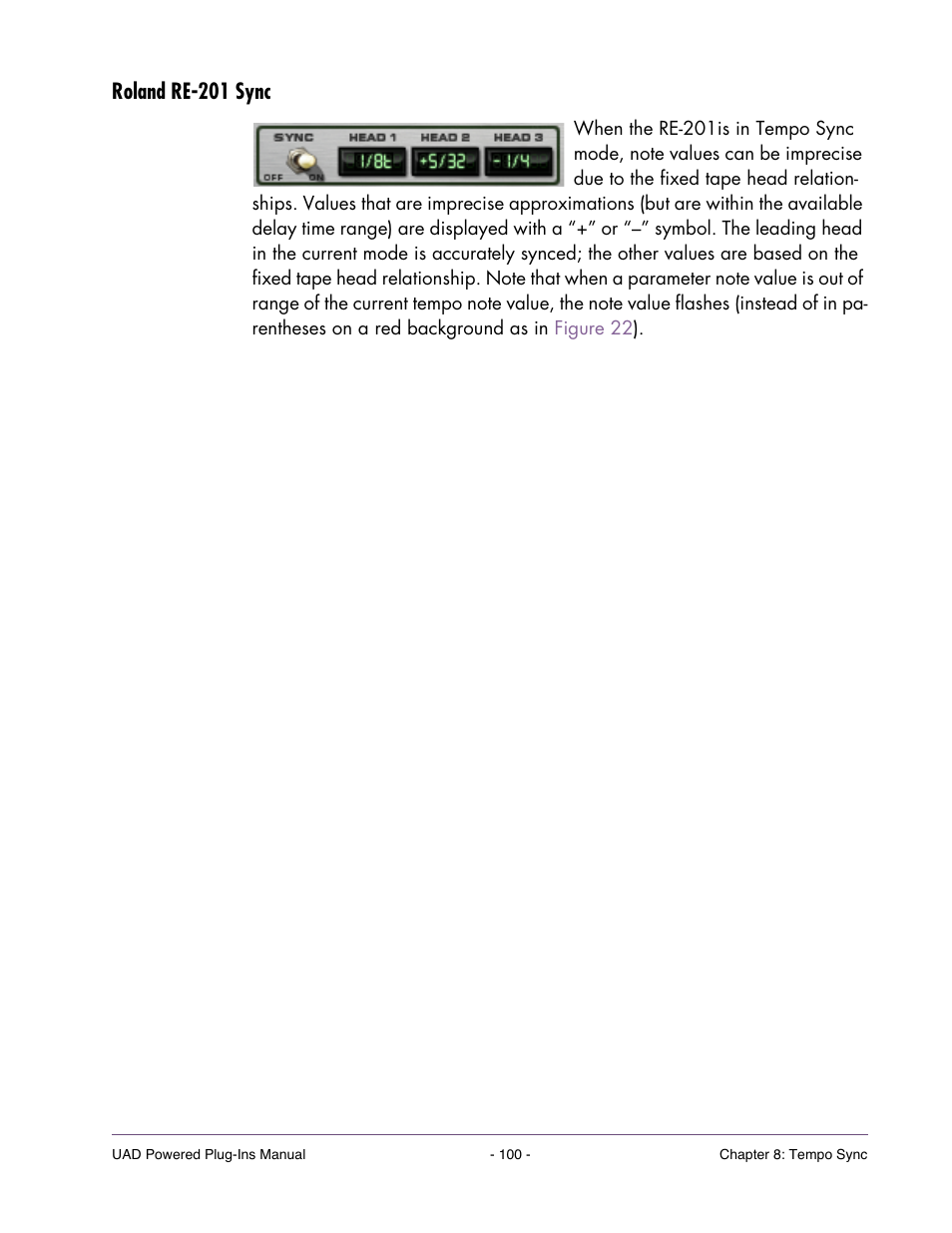Roland re-201 sync | Universal Audio UAD POWERED PLUG-INS ver.6.1 User Manual | Page 100 / 585