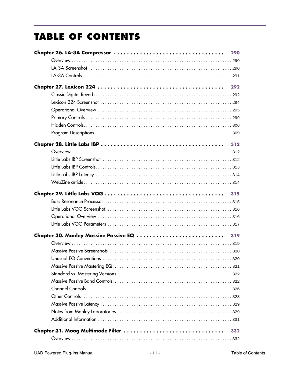 Universal Audio UAD POWERED PLUG-INS ver.6.1 User Manual | Page 11 / 585
