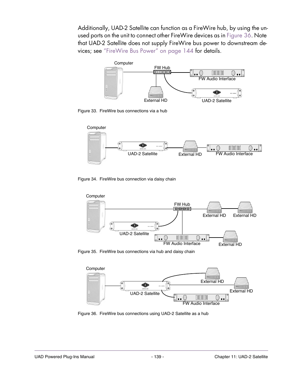 Figure 33, Figure 34, Figure 35 on | Figure 33 on, Connected to each other serially in a “daisy-chain, Figure 34 on | Universal Audio UAD POWERED PLUG-INS ver.6.1 User Manual | Page 139 / 585