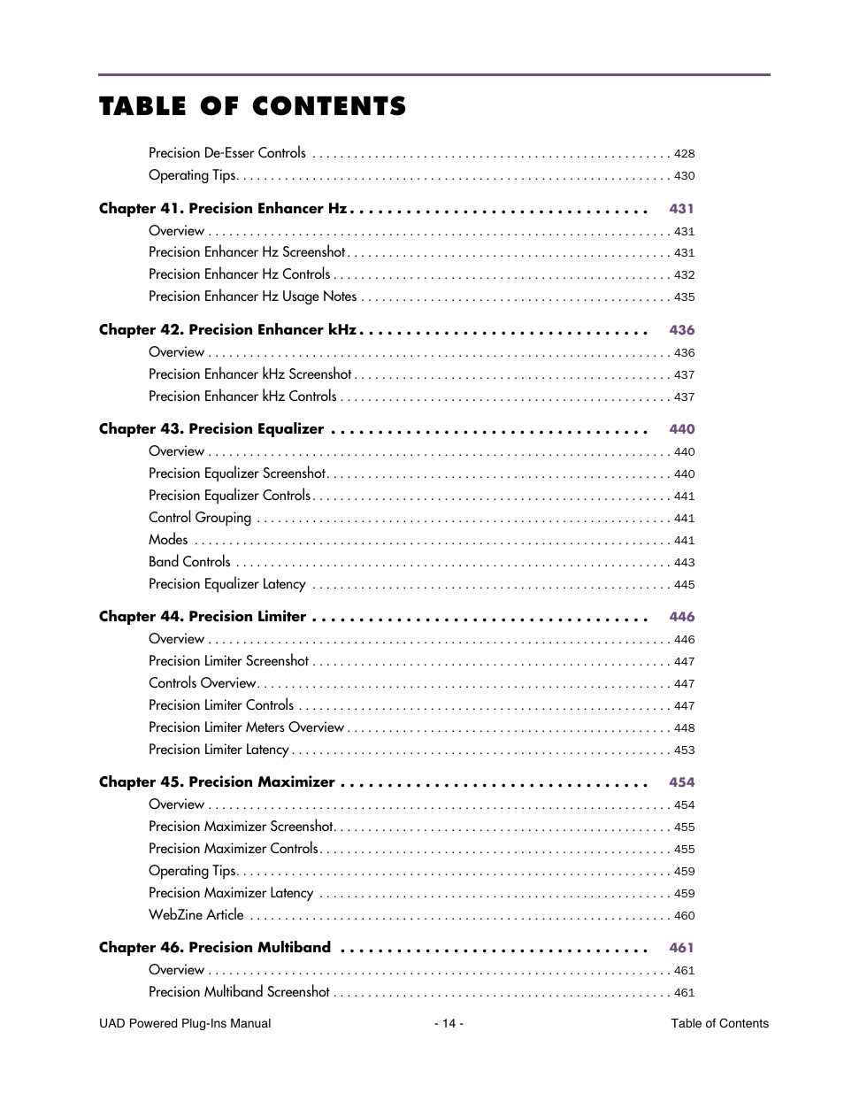 Universal Audio UAD POWERED PLUG-INS ver.6.1 User Manual | Page 14 / 585