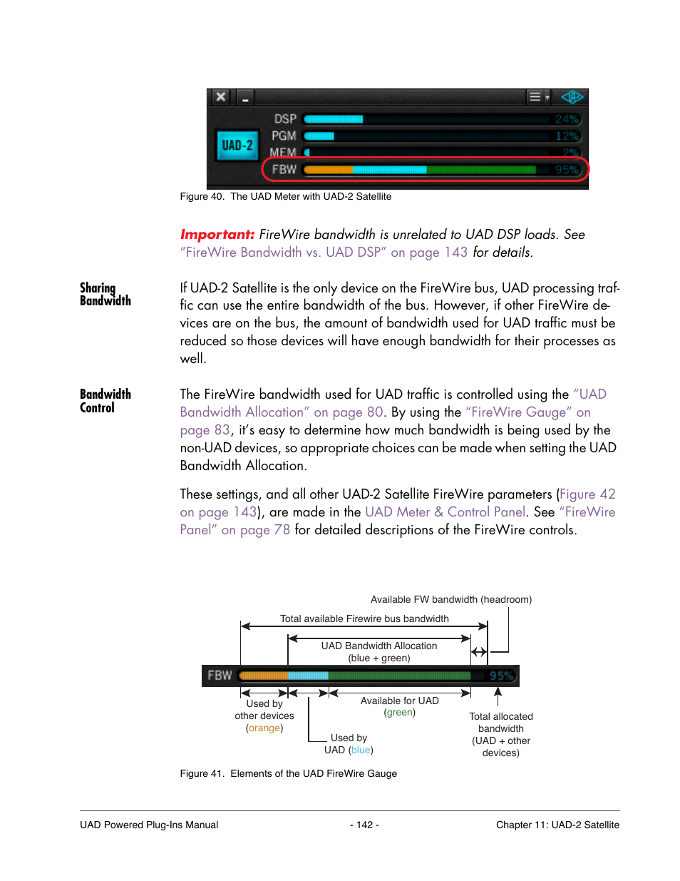 Sharing bandwidth, Bandwidth control, Vices on the bus | Universal Audio UAD POWERED PLUG-INS ver.6.1 User Manual | Page 142 / 585