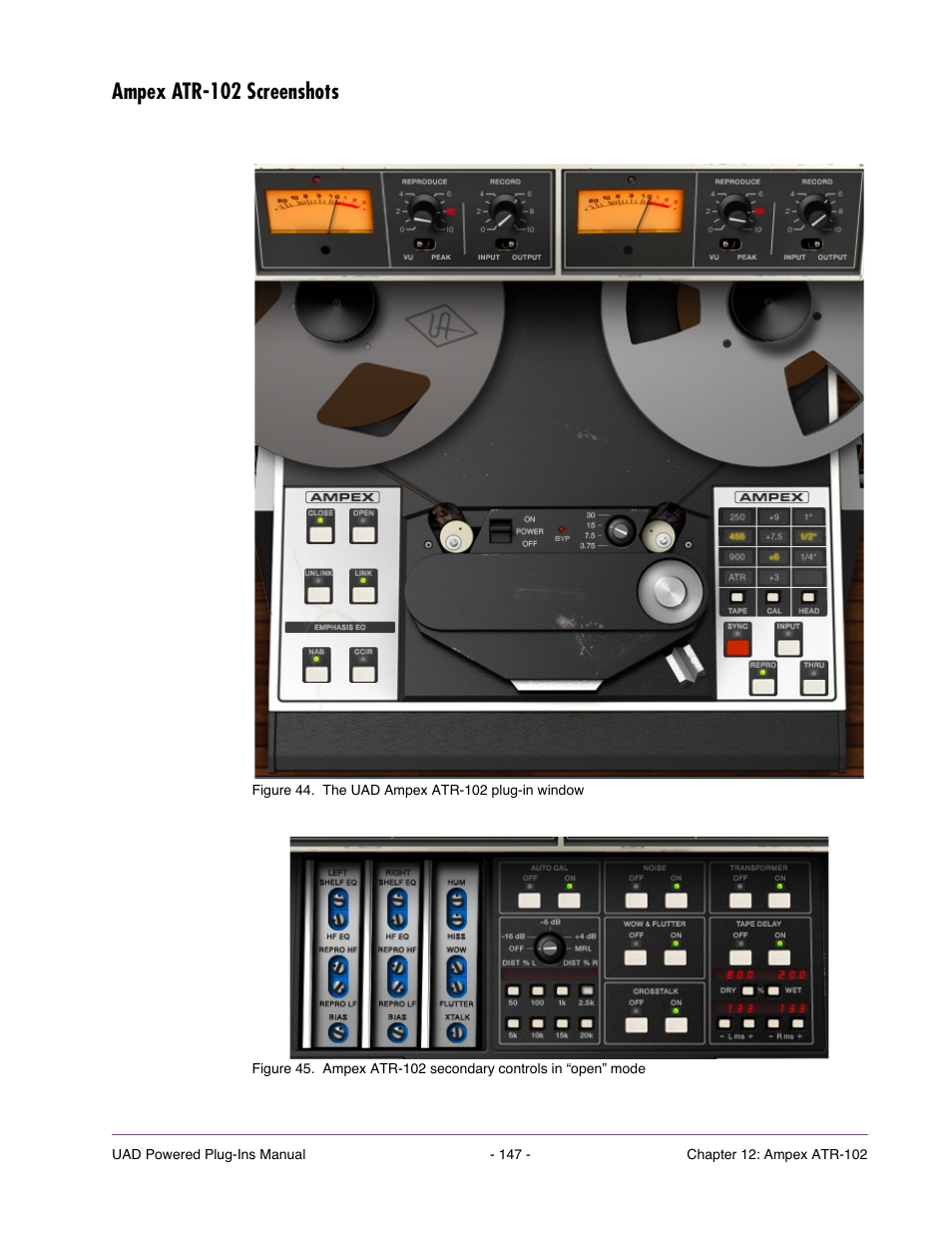 Ampex atr-102 screenshots | Universal Audio UAD POWERED PLUG-INS ver.6.1 User Manual | Page 147 / 585