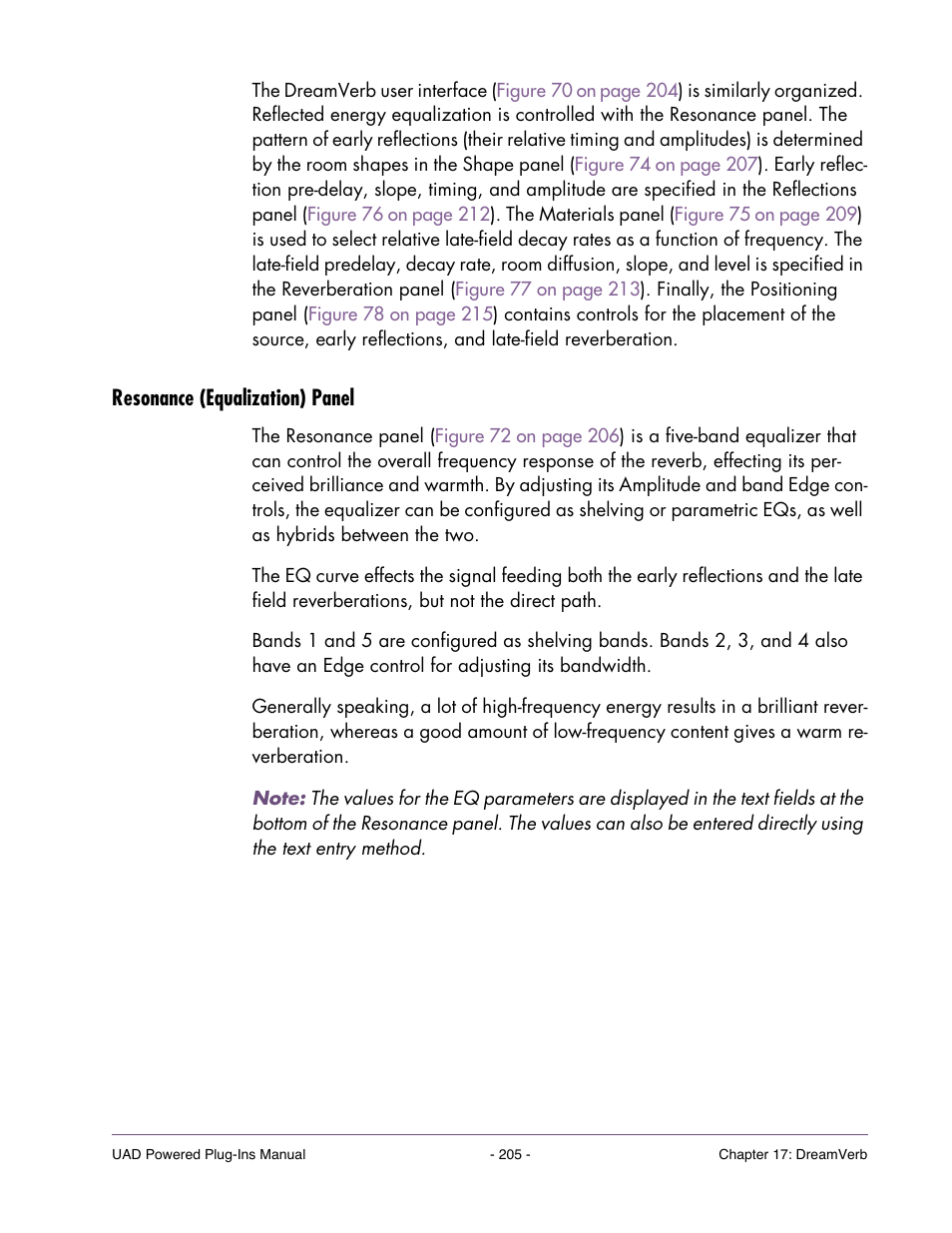 Resonance (equalization) panel | Universal Audio UAD POWERED PLUG-INS ver.6.1 User Manual | Page 205 / 585